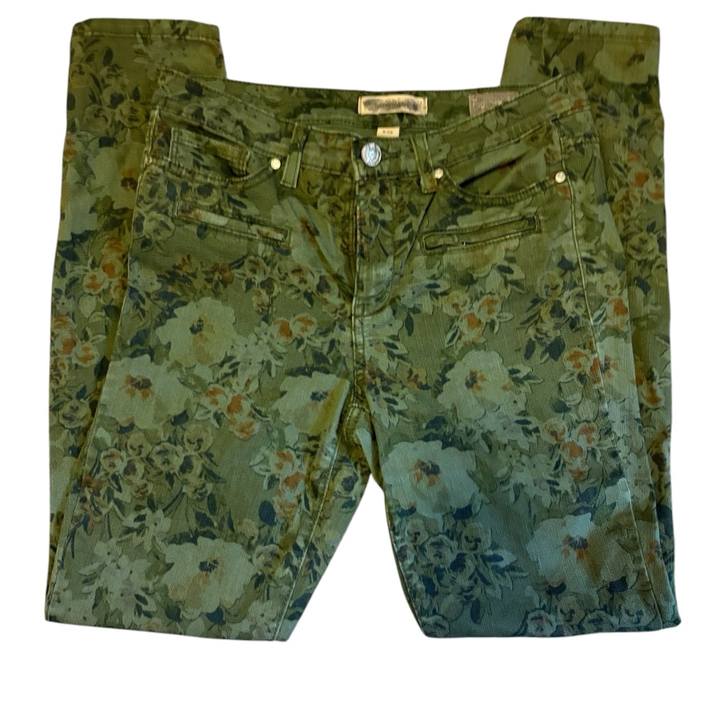 Nine West Vintage America Floral Green Women's Jeans Sz 8